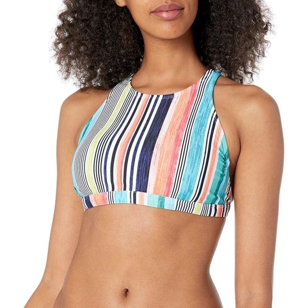 Next Women's Saltwater Stripe Stability High‎ Neck Bra Bikini Top Size Small NWT
